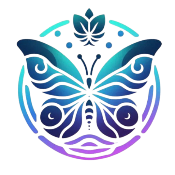 Logo of Tranceformation, showing a stylized butterfly in a circle in cool color gradients